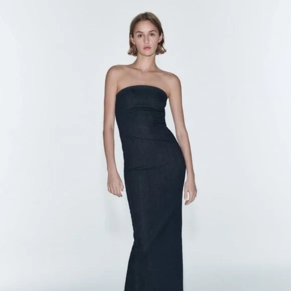 Zara Denim Strapless Dress
